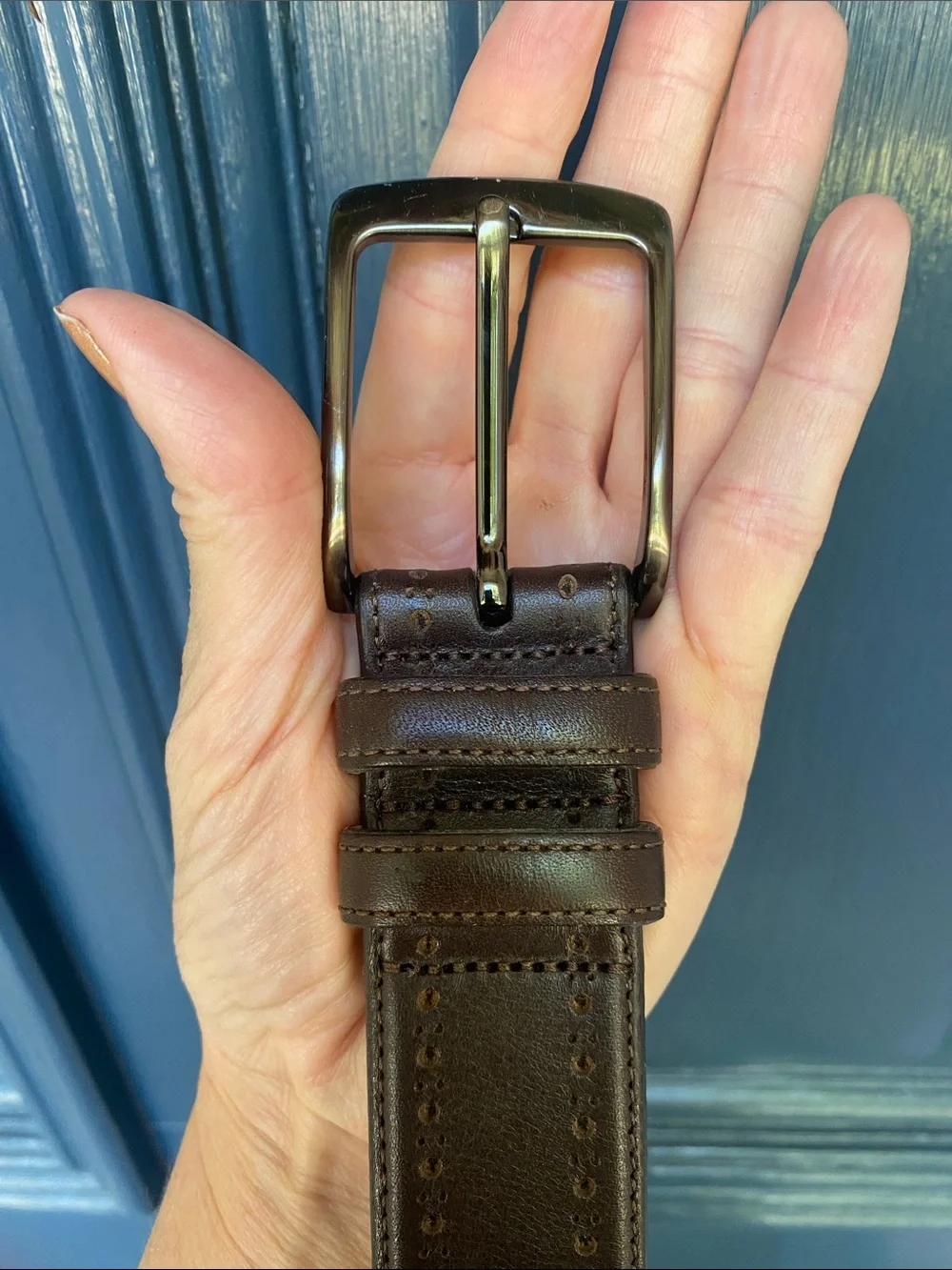 Mezlan Brown Leather Belt  w/ Perforated Brogue Edge Made in Spain Size 40